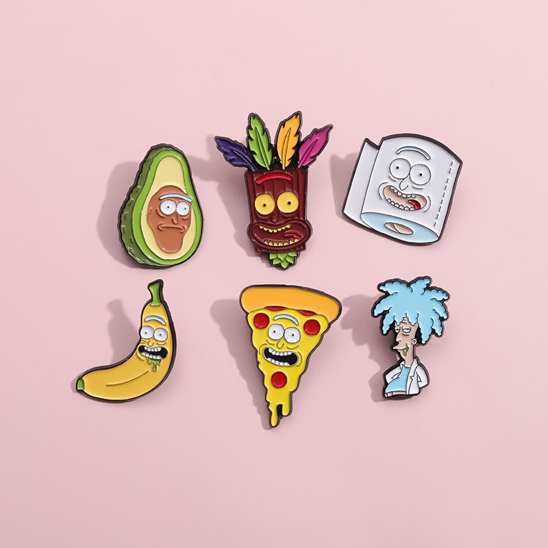 Mini Banana Pizza Avocado Cartoon Metal Pins Badge