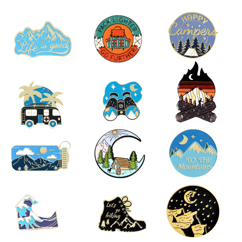 Ocean Wave Travel Series Metal Pins Badges