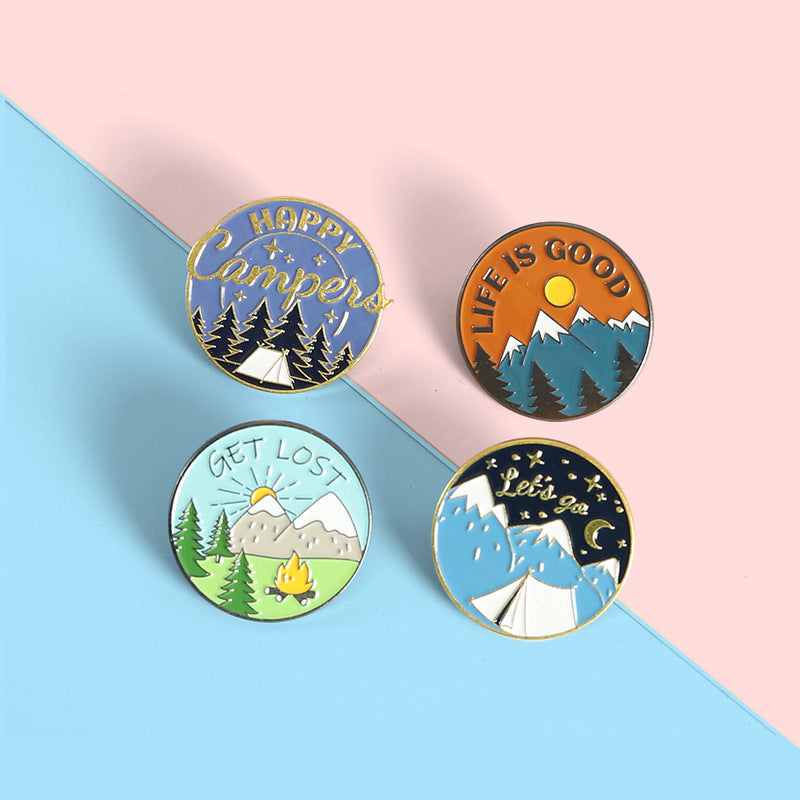 Creative Mountains Landscape Metal Pin Badge Ornaments