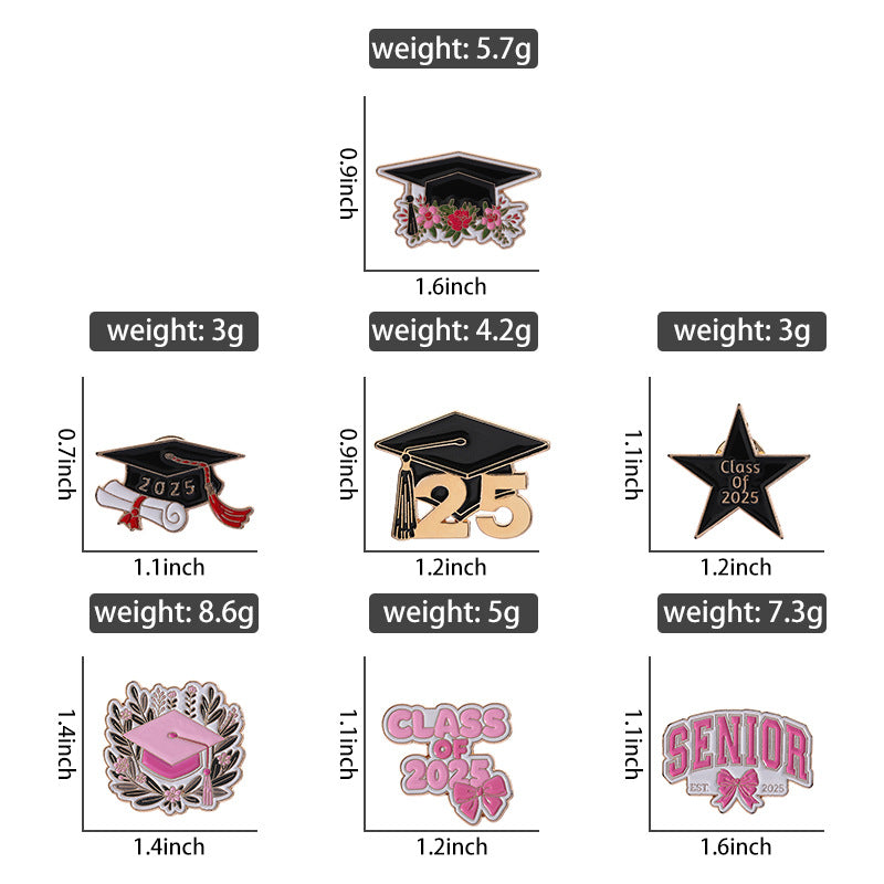 Minimalist Fun Graduation Season Accessories Bachelor Hat Metal Pin Badge