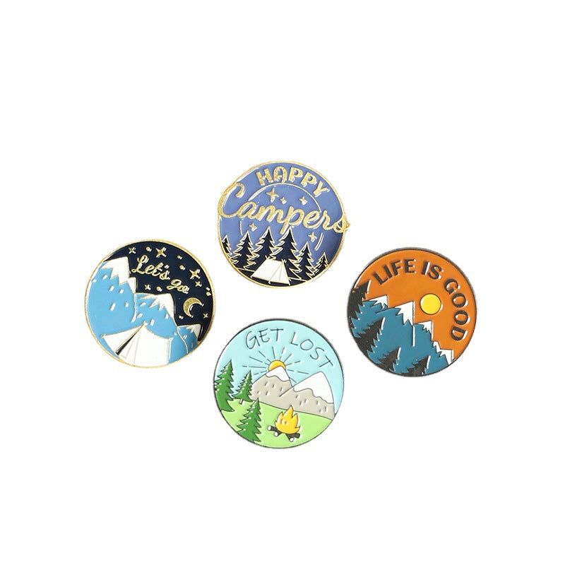 Creative Mountains Landscape Metal Pin Badge Ornaments