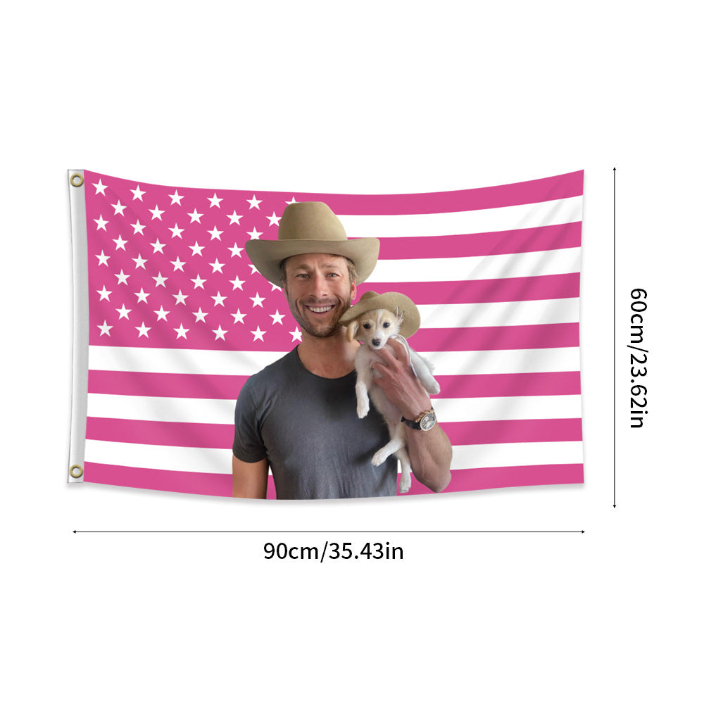 Glenn Powell Tapestry Pink USA Flag