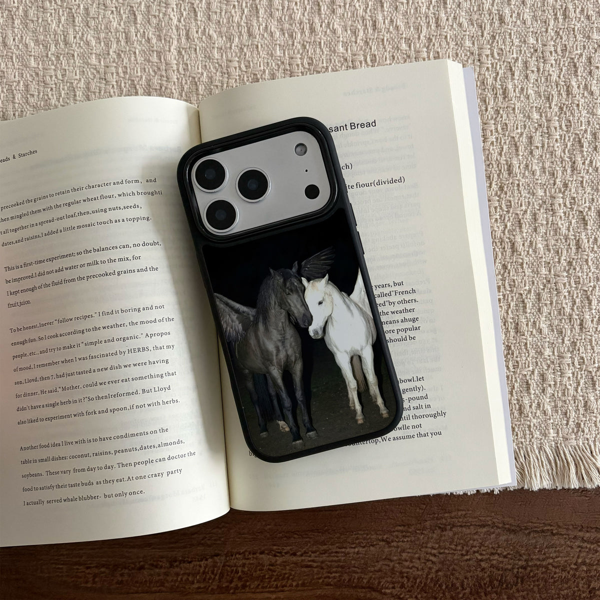 Black and White Wings Horses iPhone Case