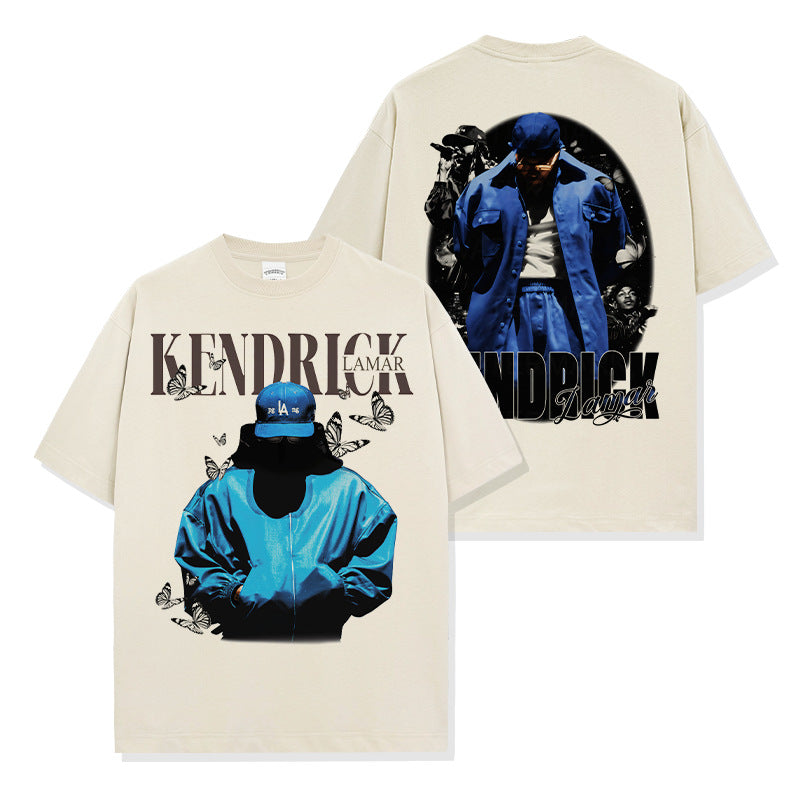 Kendrick Lamar Blue-themed Print T-Shirt