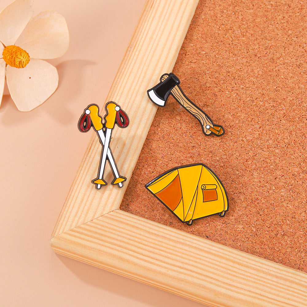 Camping Basics Accessories Metal Pin Badges