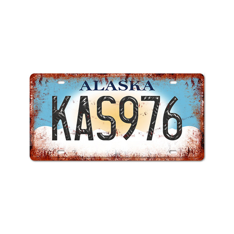 New 1530 license plate license plate retro tin painting American background wall frameless decorative hanging painting