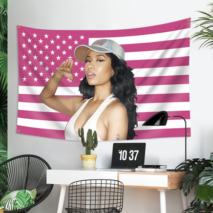 Nicki Minaj USA Pink Flag Tapestry