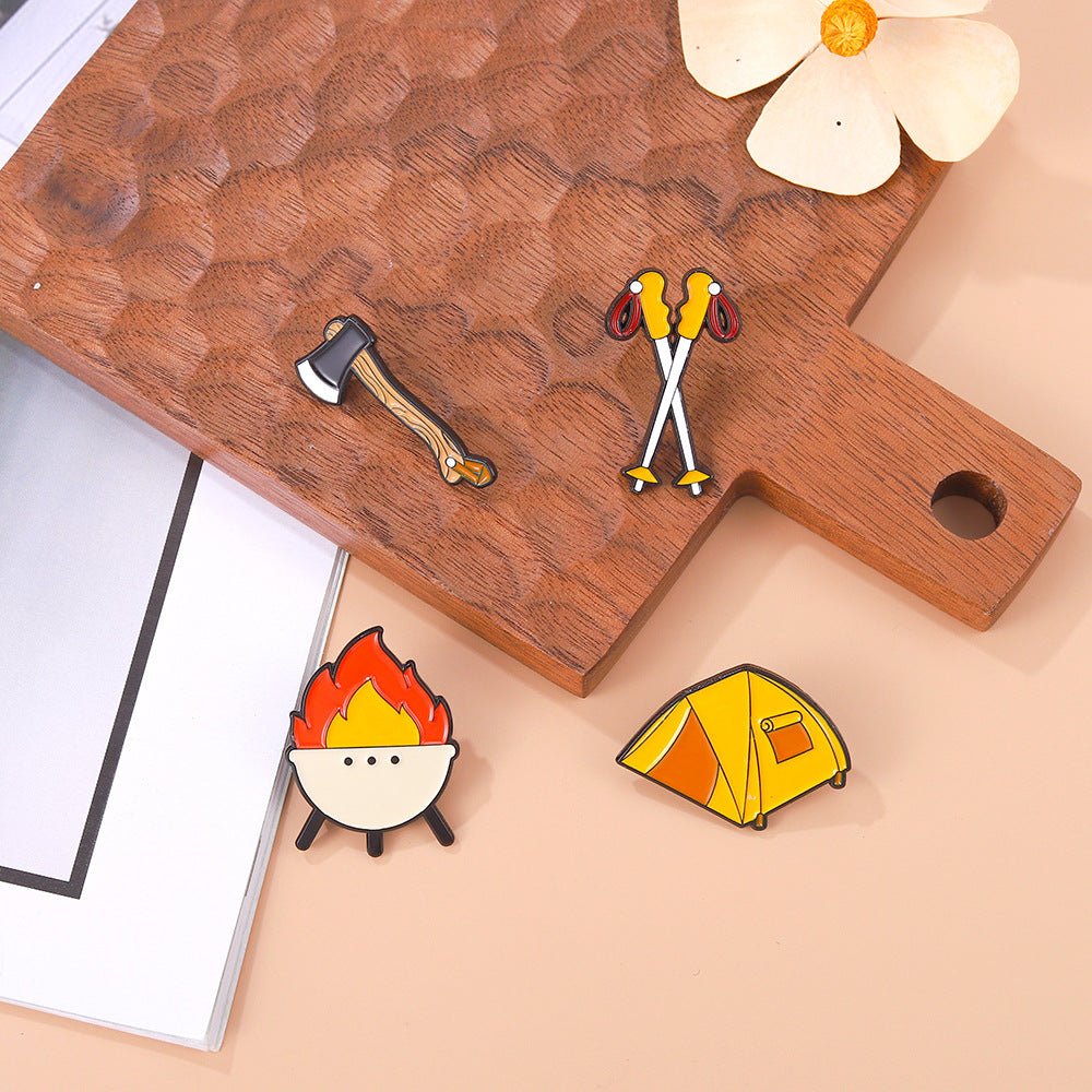 Camping Basics Accessories Metal Pin Badges