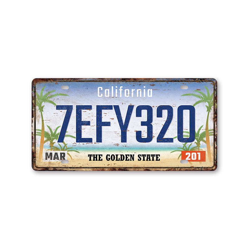 New 1530 license plate license plate retro tin painting American background wall frameless decorative hanging painting