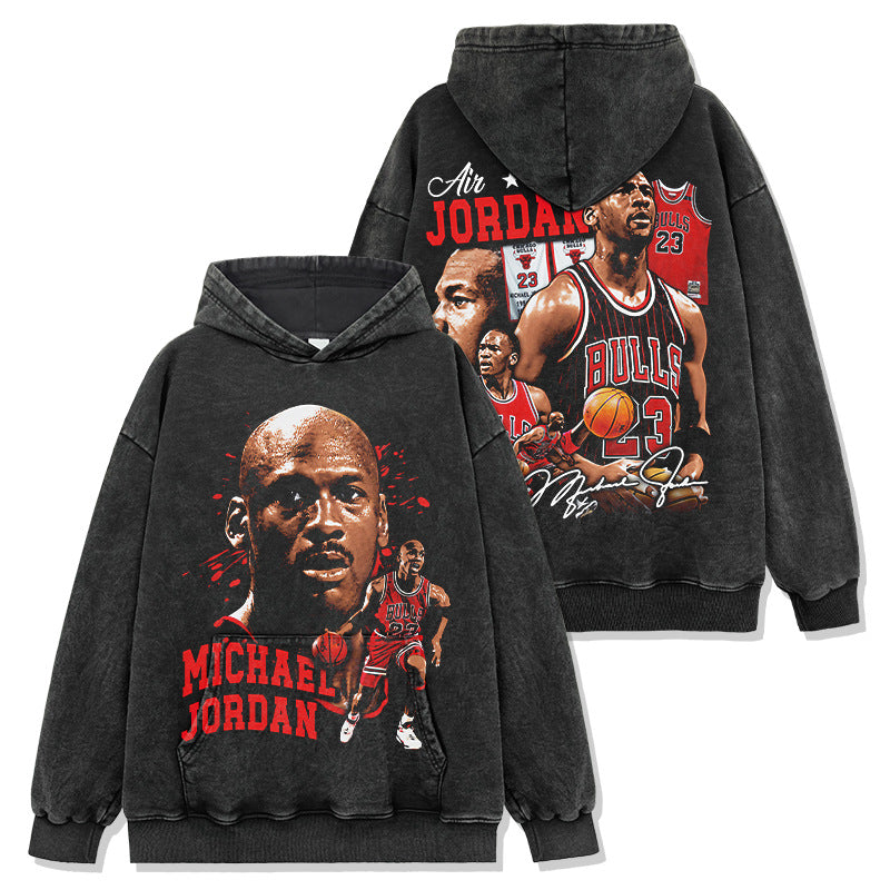 Michael Jordan Bulls 23 Red Montage Hoodie