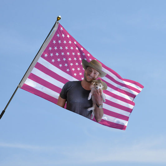 Glenn Powell Tapestry Pink USA Flag