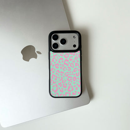 Pink-Green Leopard Print iPhone Case