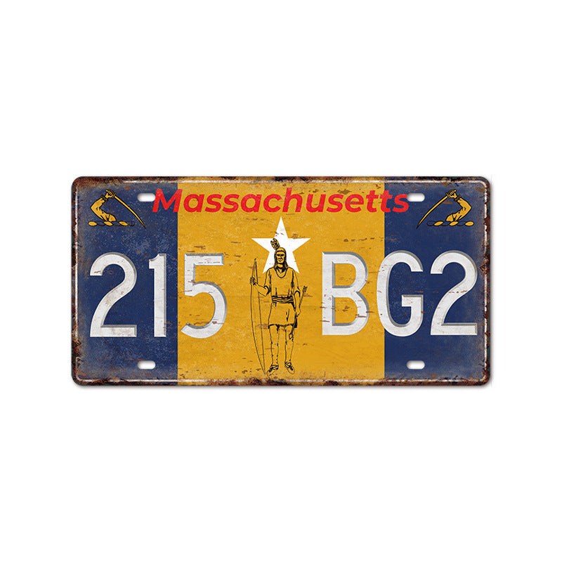 New 1530 license plate license plate retro tin painting American background wall frameless decorative hanging painting