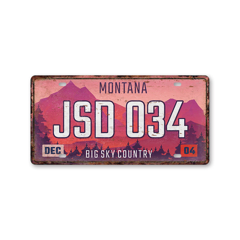 New 1530 license plate license plate retro tin painting American background wall frameless decorative hanging painting