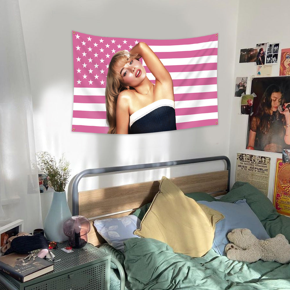 Sabrina Carpenter Pink USA Tapestry Flag