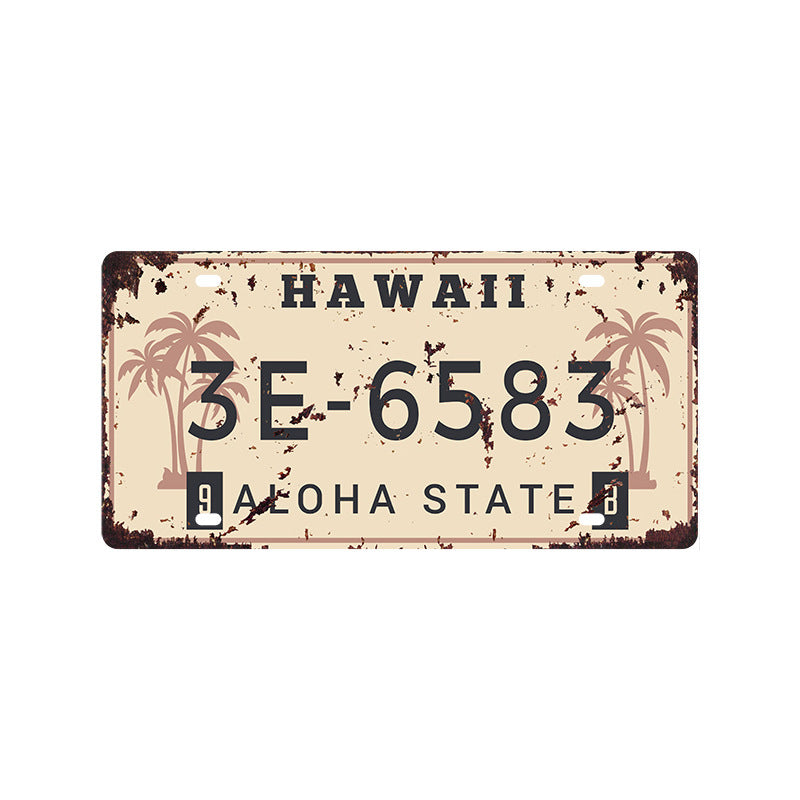 New 1530 license plate license plate retro tin painting American background wall frameless decorative hanging painting