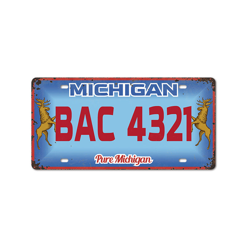 New 1530 license plate license plate retro tin painting American background wall frameless decorative hanging painting