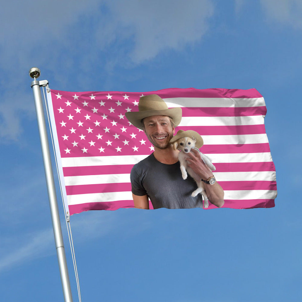 Glenn Powell Tapestry Pink USA Flag