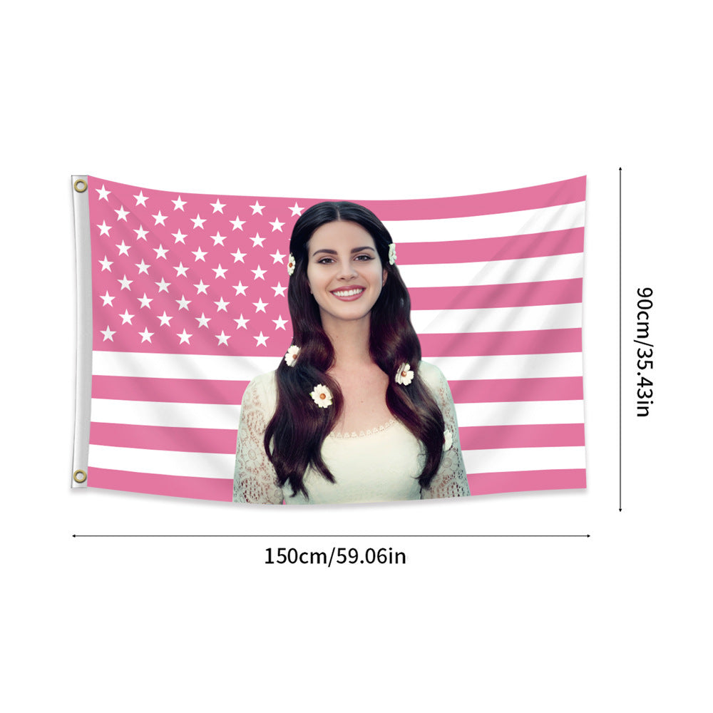 Lana Del Rey Tapestry Pink USA Flag
