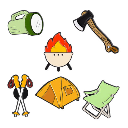Camping Basics Accessories Metal Pin Badges