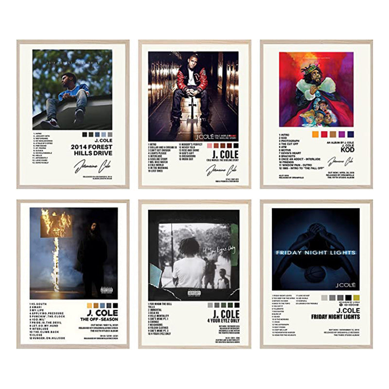 Set of 6 J Cole Album Covers Canvas Posters