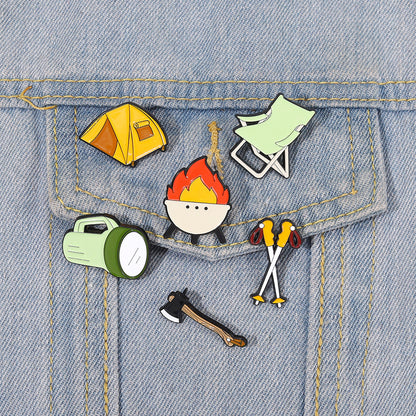 Camping Basics Accessories Metal Pin Badges