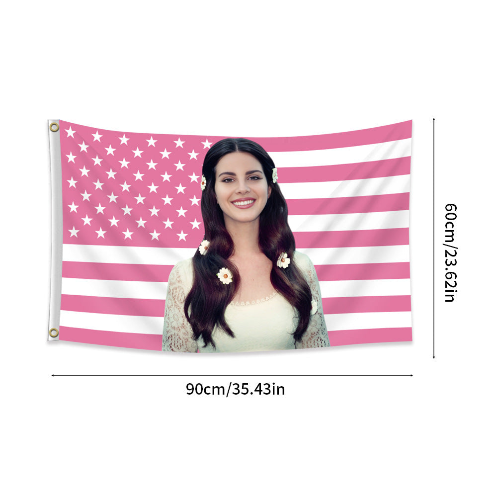 Lana Del Rey Tapestry Pink USA Flag