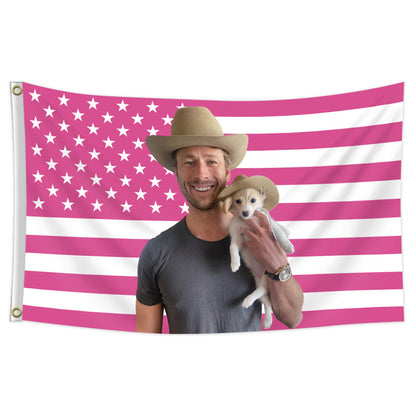 Glenn Powell Tapestry Pink USA Flag