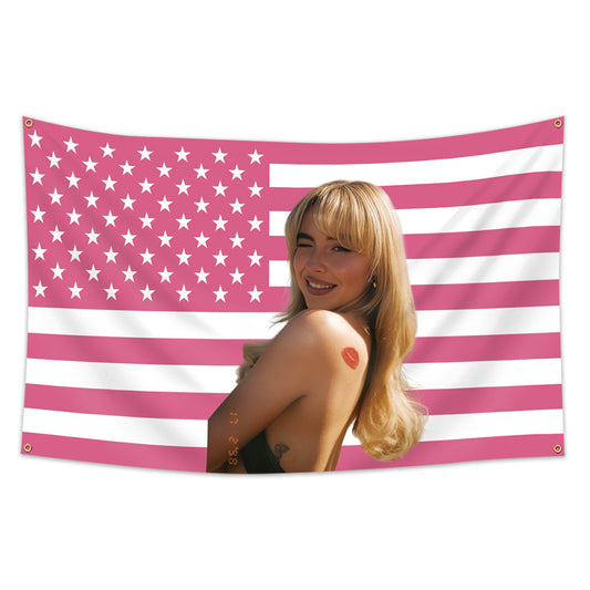 Sabrina Carpenter Pink USA Tapestry Flag