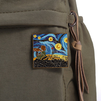Creative Artsy Famous Oil Painting Starry Sky Metal Pin Badge