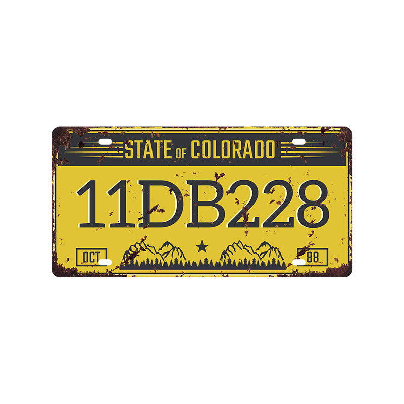 New 1530 license plate license plate retro tin painting American background wall frameless decorative hanging painting