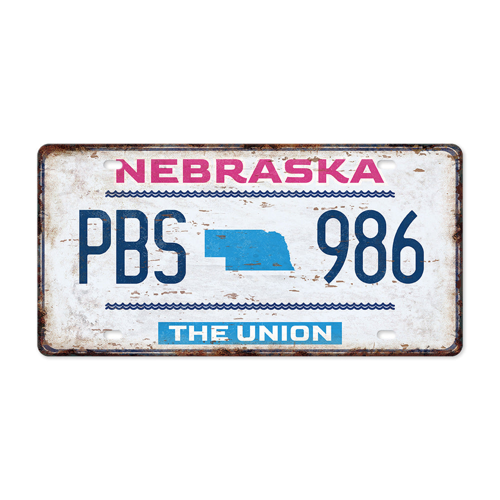 New 1530 license plate license plate retro tin painting American background wall frameless decorative hanging painting