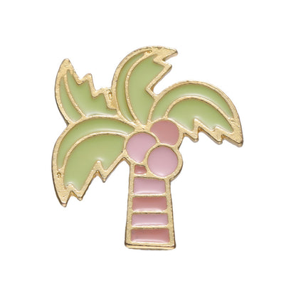 Summer Themed Metal Pins Badges Drink Ice Cream Pink Leaf Soda Starfish Shell Coconut Tree