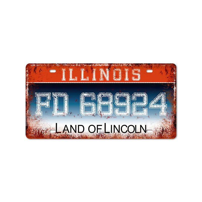 New 1530 license plate license plate retro tin painting American background wall frameless decorative hanging painting