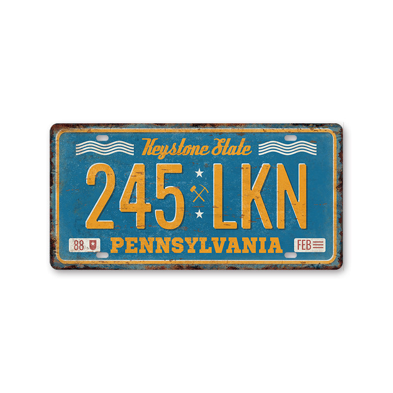 New 1530 license plate license plate retro tin painting American background wall frameless decorative hanging painting