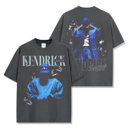 Kendrick Lamar Blue-themed Print T-Shirt