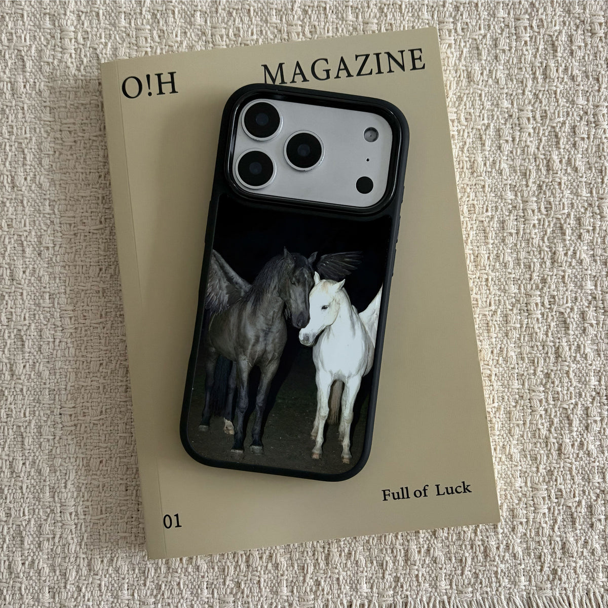 Black and White Wings Horses iPhone Case