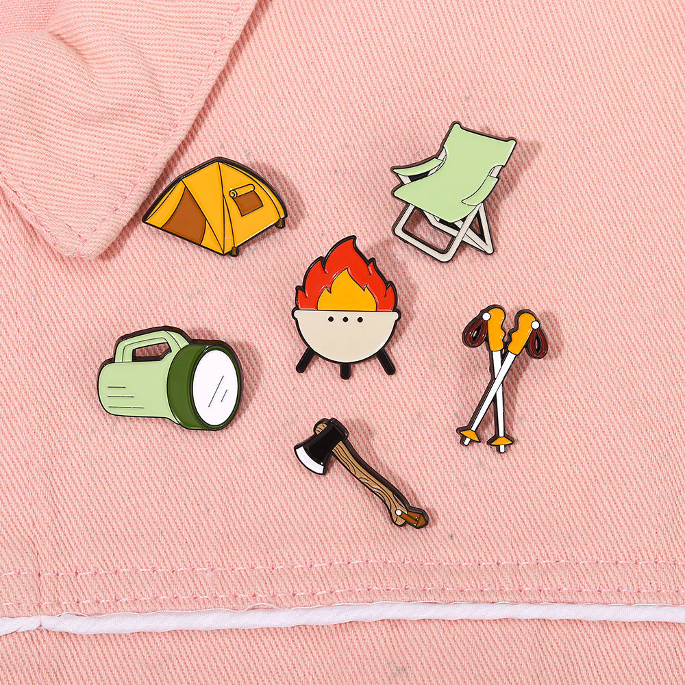 Camping Basics Accessories Metal Pin Badges