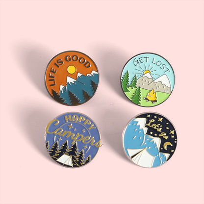 Creative Mountains Landscape Metal Pin Badge Ornaments