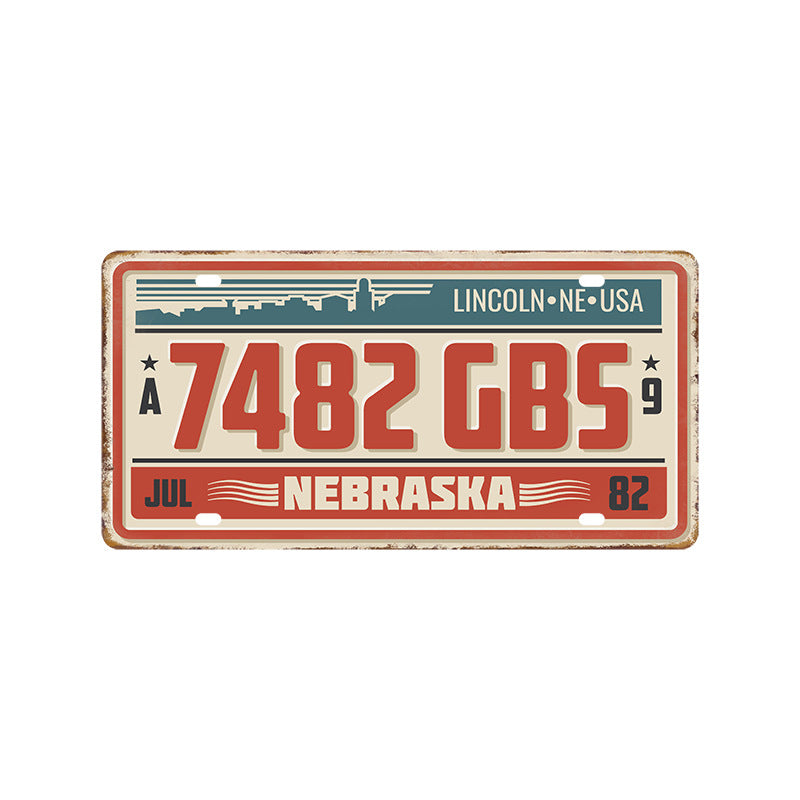 New 1530 license plate license plate retro tin painting American background wall frameless decorative hanging painting