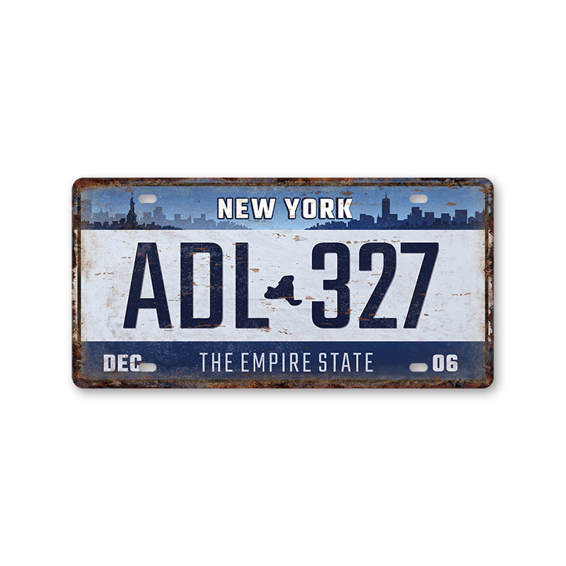 New 1530 license plate license plate retro tin painting American background wall frameless decorative hanging painting