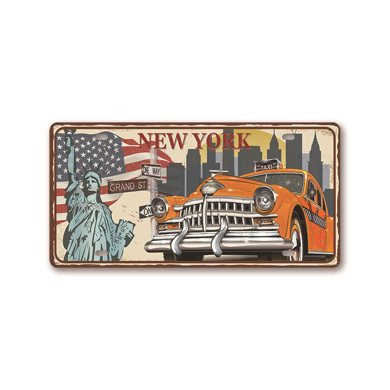 New 1530 license plate license plate retro tin painting American background wall frameless decorative hanging painting