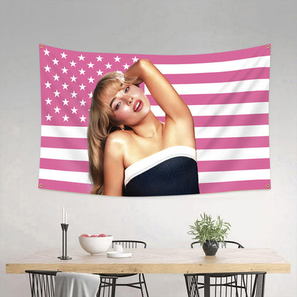 Sabrina Carpenter Pink USA Tapestry Flag