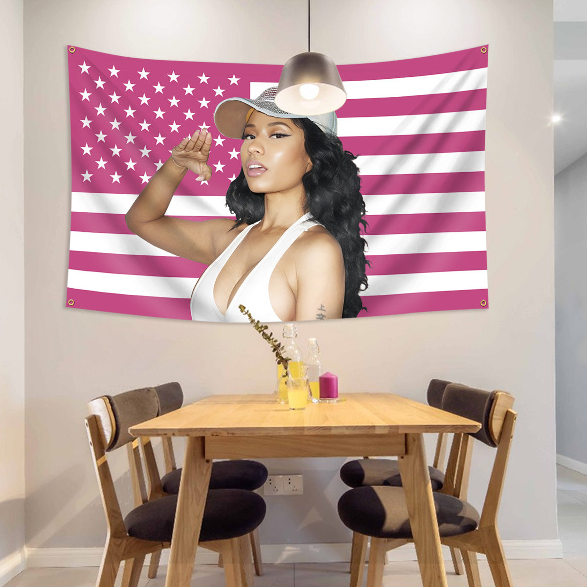 Nicki Minaj USA Pink Flag Tapestry