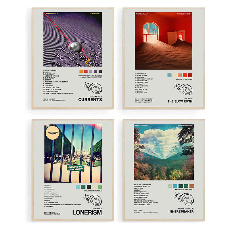 Set of 4 Tame Impala Album Covers Canvas Posters