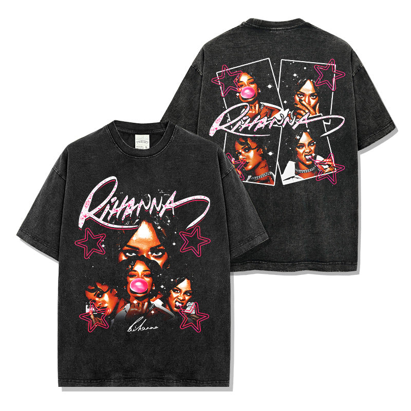 Rihanna Signature Pink Star T-Shirt