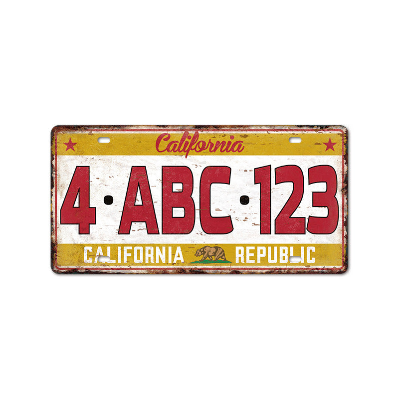 New 1530 license plate license plate retro tin painting American background wall frameless decorative hanging painting