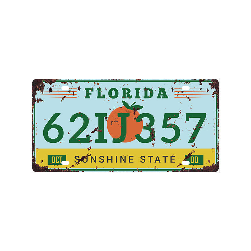 New 1530 license plate license plate retro tin painting American background wall frameless decorative hanging painting