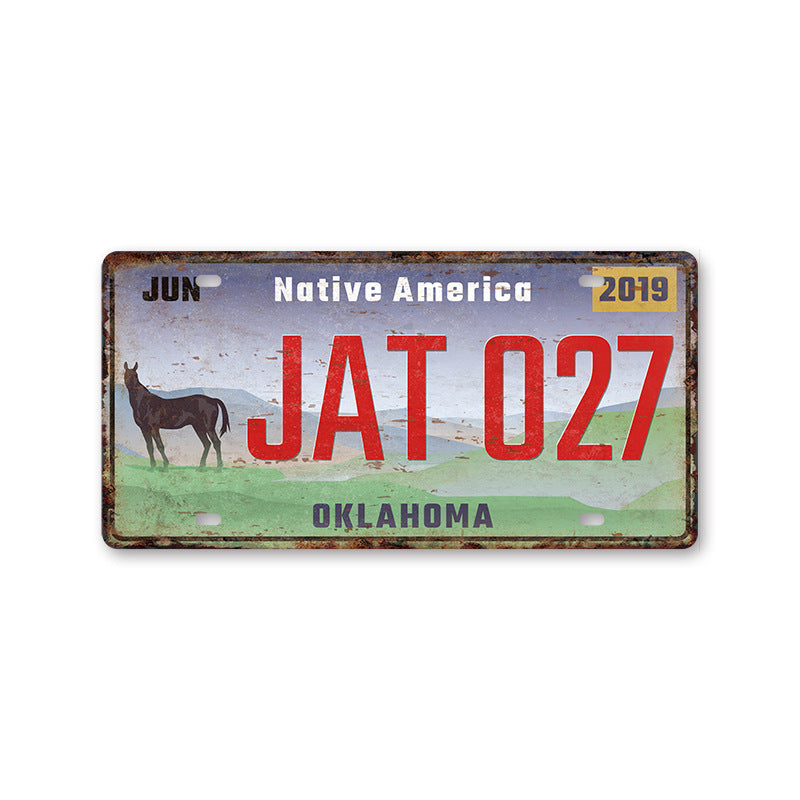 New 1530 license plate license plate retro tin painting American background wall frameless decorative hanging painting