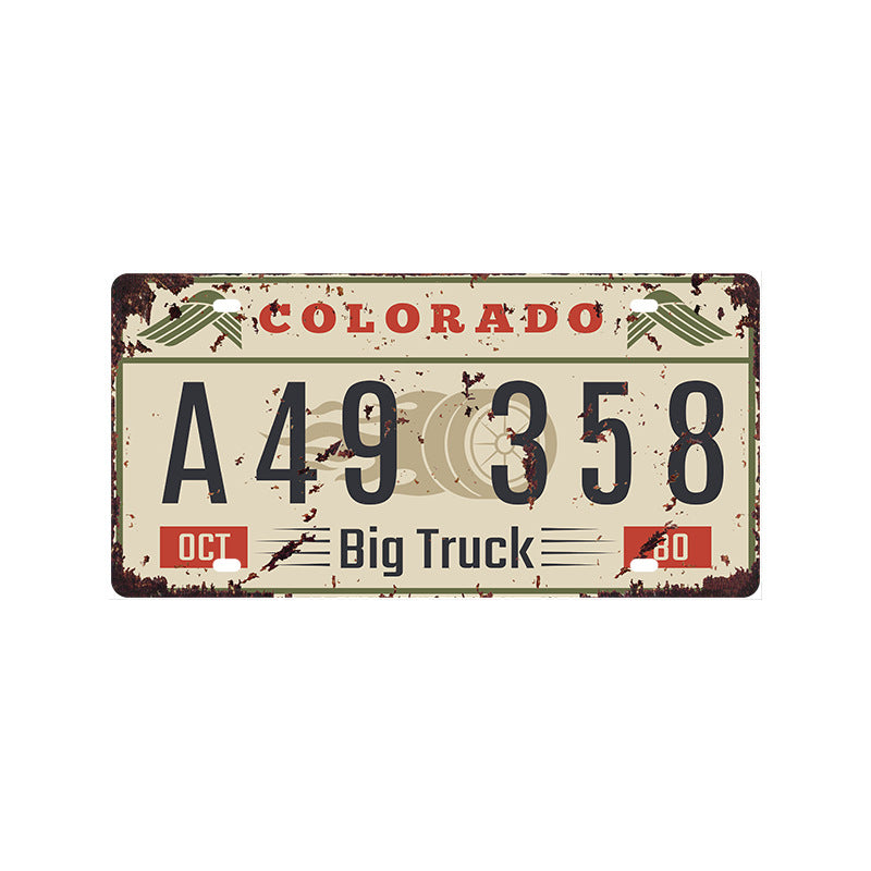 New 1530 license plate license plate retro tin painting American background wall frameless decorative hanging painting